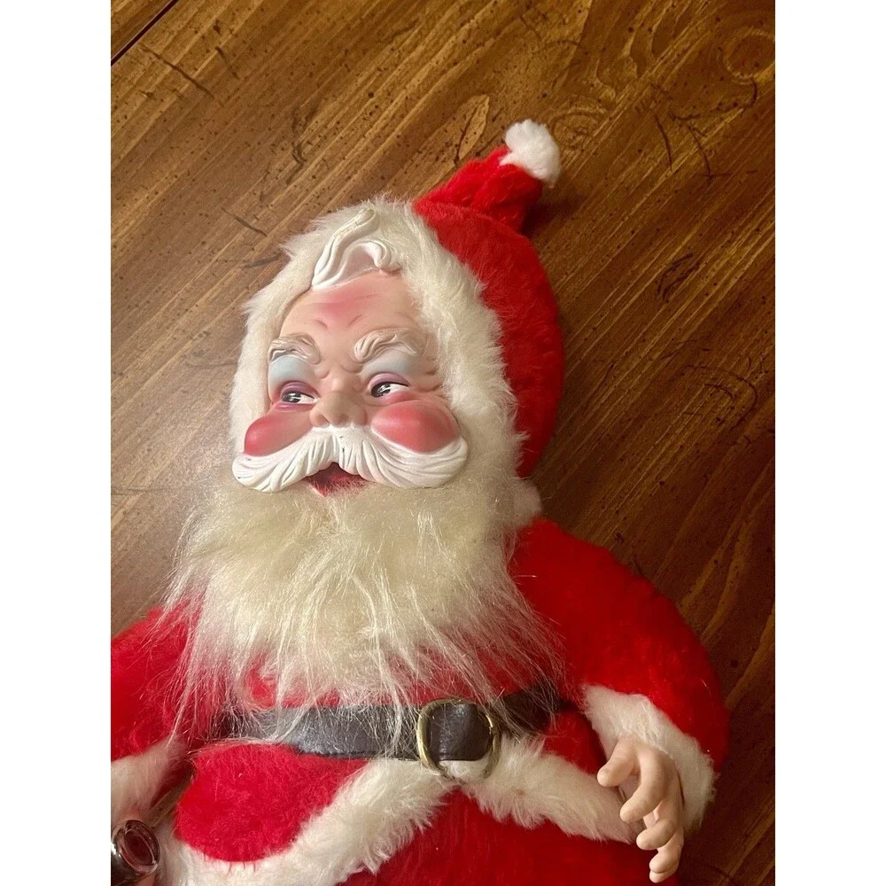 Vtg 1950s Rushton Company Coca-Cola Rubber Face Santa Claus With Coke Bottle 15”